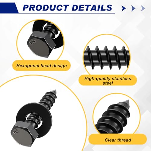 Zonon 50 Pcs 3/8'' X 1-1/2'' Hex Head Lag Bolts Screws with Washers, Black - color: Black, size: 3/8'' X 1-1/2''