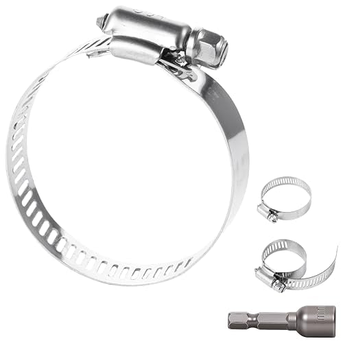 2 Inches Hose clamps,304 Stainless Steel Worm Gear Hose Clamps,10 Pcs Fuel Line Pipe Clamps - size: 1 in - Φ27~51 mm