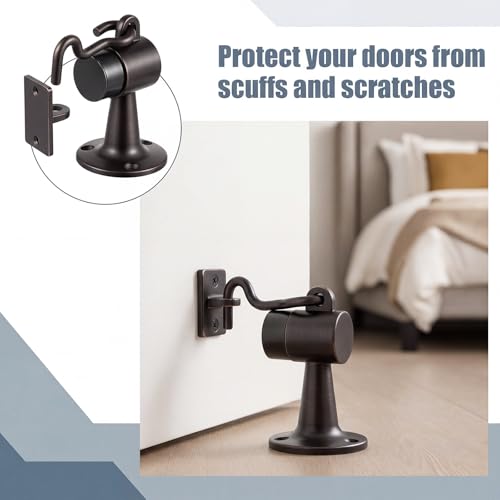 Yaocom 2 Pack Heavy Duty Floor Mounted Door Stop 3.5 Inch Aluminum Commercial Grade Door Stopper with Rubber Bumper & Stainless Steel Screws (Oil Rubbed Bronze) - color: Oil Rubbed Bronze