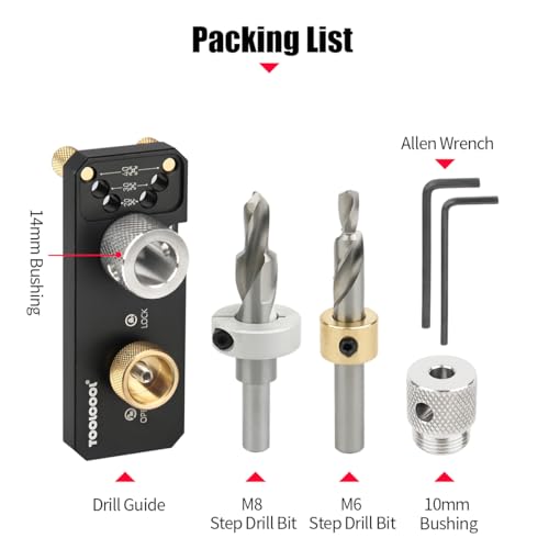 TOOLCOOL Aluminum Profile Drill Guide Access Hole Drill Jig With M6 And M8 Step Drill Bits For 20 30 40 Series European Standard Aluminum Extrusion Profile - New Upgrade