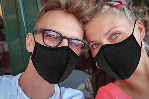 comfso Black Cloth Face Masks for Adults Washable Fabric XL Large Reusable - style: Large for Men/Women
