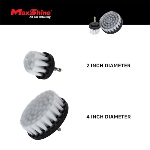 Maxshine Universal M8 Light-Duty Soft Leather & Fabric Brush Drill Attachment – White Scrub Brush Kit for Fabric, Leather, Upholstery, Convertable Top & Seats – Removes Grime, Stains, Dirt & Buildup - size: Soft Leather Set