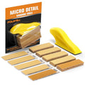 POLIWELL Micro Sander Kit 3.5” x 1” Mini Sander for Small Projects, Detail Handle Sanding Tools + Sandpaper 80 120 180 240 400 Grit for DIY Crafts Wood Finishing Tight Narrow Spaces Polishing, 50 PCS - style: 50 Pcs