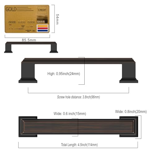 Amerdeco 10 Pack Oil Rubbed Bronze Cabinet Pulls 3-3/4 Inch(96mm) Hole Center Cabinet Hardware Kitchen Cabinet Handles for Bathroom Drawer Pulls Dresser Pulls ZH0001 | Cabient Hardware Kitchen Cabinet Handles for Bathroom Drawer Pulls Dresser Pulls ZH0001