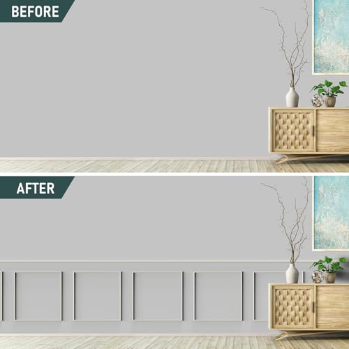 Melkus Peel and Stick Wall Molding Kit, 3 Sets 24" x 24" Precut Wainscoting Panels, Self Adhesive Molding Trims for Interior Wall Décor - size: 3 Set/24"x24"