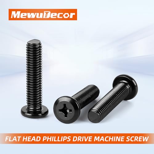 M6-1.0 x 20mm Flat Round Head Machine Screw, Furniture Bolts Countersunk Connector Screws, Stainless Steel 18-8 (304), Black Finish, Fully Threaded, 25 PCS - size: M6-1.0 x 20mm