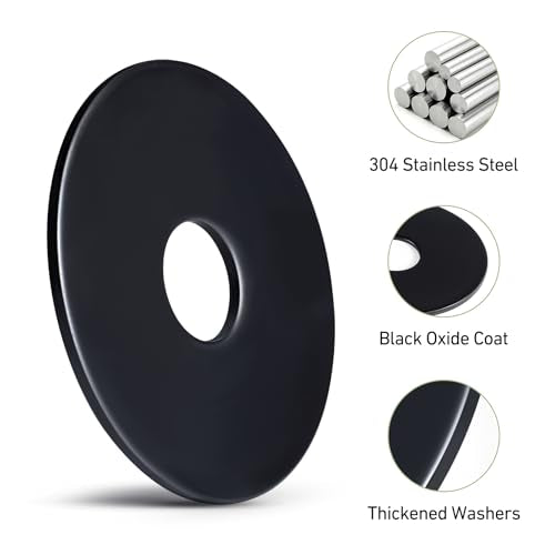 100PCS 5/16" x 3/4" Flat Washers, Black Oxide 304 Stainless Steel 18-8, 5/16" ID x 3/4" OD Hardware Washers for Screws Bolts - color: Black, size: SAE 5/16