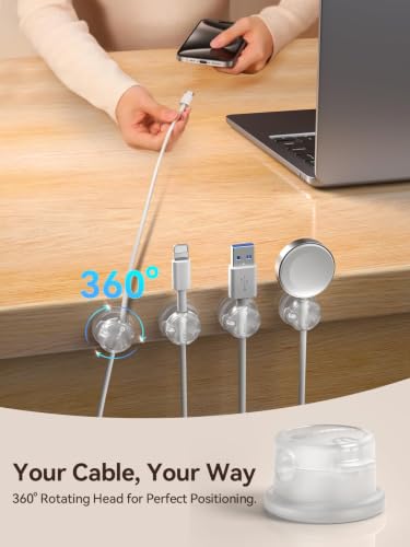 NEWDERY 6pc Magnetic Cable Clips Cord Organizer Cord Holder for Nightstand