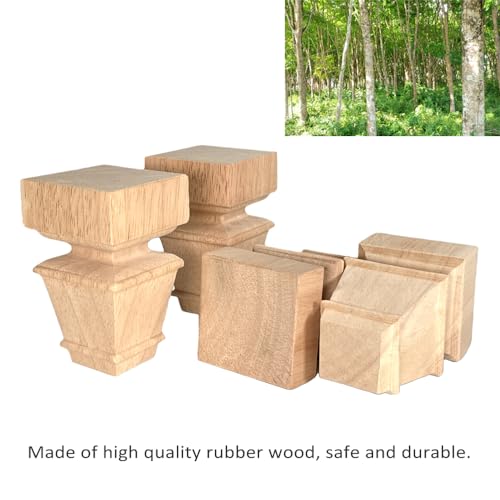 4 Inch Wooden Furniture Legs with Mounting Plates Screws Set of 4 Solid Wood Unfinished European Style Replacement Furniture Feet for Couch Cabinet Sofa Ottoman TV Stand Home DIY Projects (4 inch) - color: 4 Inch