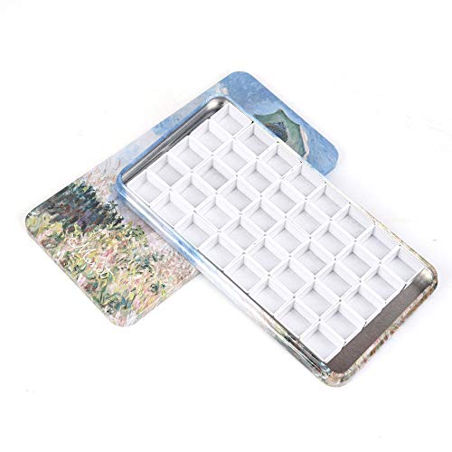 qianshan 40Pcs Empty Half Pans Watercolor Tin Palette with Magnetic Stripe - color: Monet