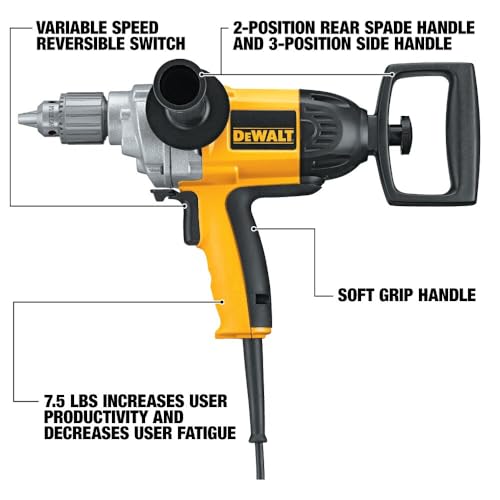DEWALT Electric Drill, Spade Handle, 1/2-Inch, 9-Amp (DW130V)