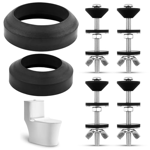 Universal Toilet Tank to Bowl Gasket & Bolts Kit, 4 Sets 5/16"x3.15" Stainless Steel Bolts, Heavy Duty Rustproof Hardware for Most 2-Inch & 3-Inch Flush Valve Toilet Tanks