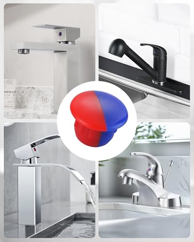 Hot and Cold Water Faucet Indicator 10 PCS | Durable Plastic, Clear Hot/Cold Markings, Tool-Free Installation, Temperature Sign Buttons Fit for 6.7-7mm Holes