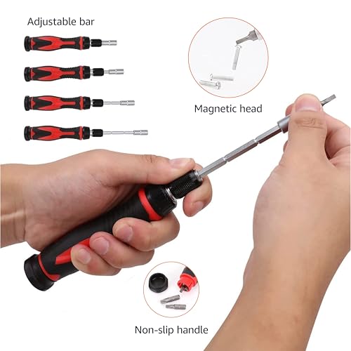 Amazon Basics Magnetic Ratcheting Wrench and Electronics Precision Screwdriver Tool Set, 73-Piece, with Carry Case for Household Repair, Small Jobs, Eyeglasses, Black/Red/Silver - style: 73-Piece