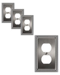 4-Pack Duplex Switch Plates and Outlet Covers, Heirloom Silver - color: Heirloom Silver, size: Single Duplex 4PK