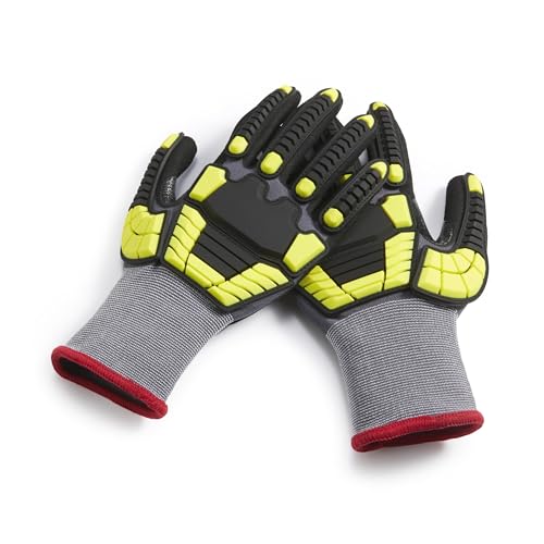 Amazon Basics Cut Level A1, Abrasion ANSI Level A4, Impact Protection Gloves with Touch Screen Friendly 15G Sandy Nitrile Palm, Pack of 120 Pairs, Yellow, Size Small - size: Small
