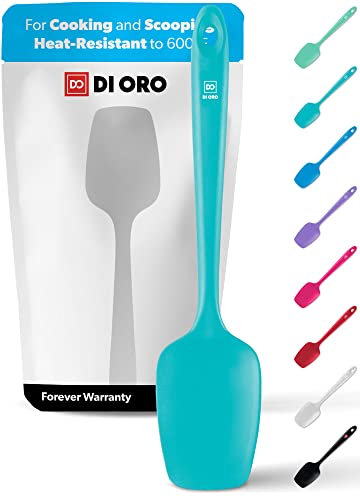 DI ORO Silicone Spoonula - Spoon Spatula, 600F Heat Resistant, Teal - color: Teal