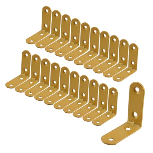 Wealrit 1.85" L Shape Bracket Corner Braces 20PCS,Gold Right Angle Bracket - size: 1.85"