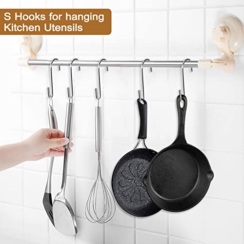 ESFUN 30 Pack Heavy Duty S Hooks Pan Pot Holder Rack Hooks Hanging Hangers S Shaped Hooks for Kitchenware Pots Utensils Clothes Bags Towels Plants -4 Inch - size: 4.0 inch