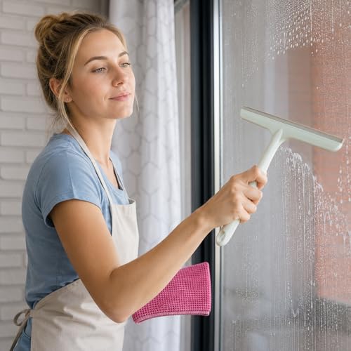 3 Pcs Shower Squeegee for Glass Doors, Car Window Squeegee - color: 3pcs - Beige/Pink/Green