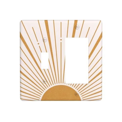 Boho Gold Sun Mid Century Sunrise Simple Outlet Covers 1 Toggle 1 Rocker Combination Decorative Wall Plate Electrical Switch Plates Light Switch Cover Plate for Bedroom Living Room Decor - color: Boho Gold Sun Mid Century Sunrise Simple, size: 1 Toggle 1