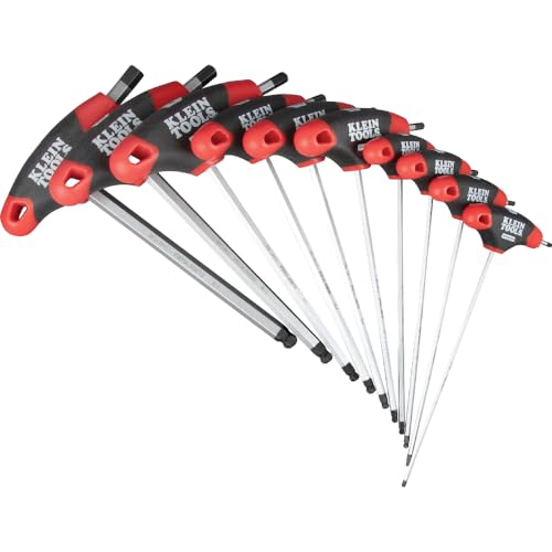 Klein Tools JTH610EB Ball End T-Handle Hex Key Set, SAE Inch Sizes Allen Wrench Set with 6-Inch Blades, Stand Included, 10-Piece - size: 10 -Piece