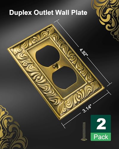 2-Pack Paisley Pattern Duplex Outlet Cover Plate,Metal Switch Plates - style: 1 Duplex 2PK