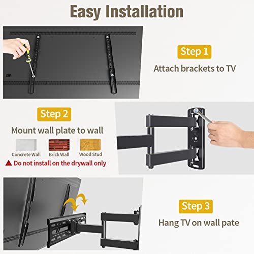 Mounting Dream TV Wall Mount Swivel and Tilt for 26-55 Inch TV up to 60 lbs - size: 26"-55" TV