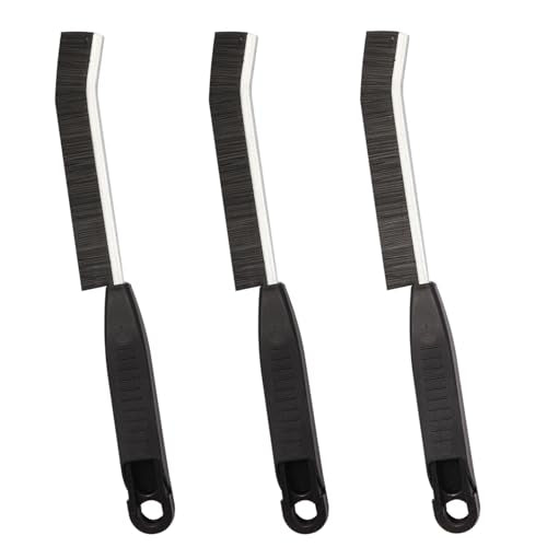 Hard Bristle Crevice Cleaning Brush,Grout Cleaner Brush,Scrub Brushes for Tile Floor,Gap Cleaning Supplies with Clip for Bathtub,Shower,Kitchen,Home Essentials,Gi-ft for Women Men(3PCS Frosted Black)