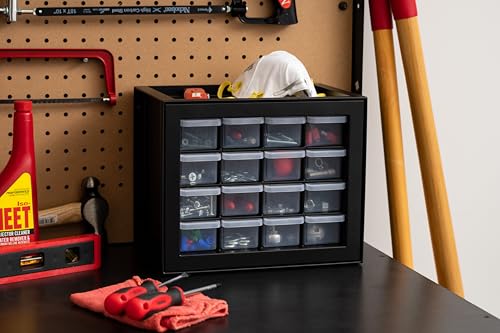 IRIS USA 16-Drawer Small Drawer Organizer, Garage Desk Storage, Black - color: Black, size: 16 Drawer