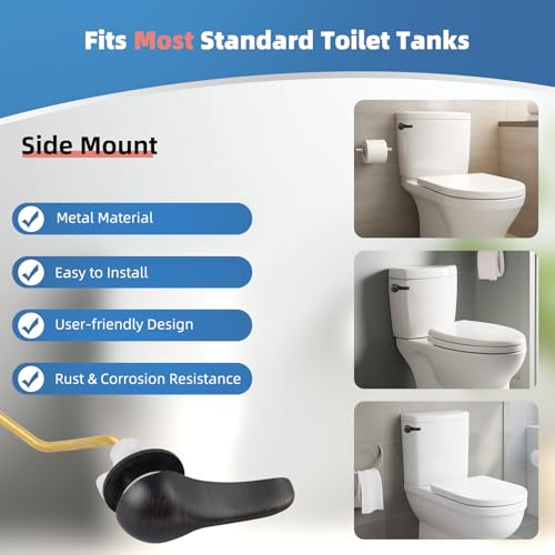 iFealClear Universal Metal Toilet Tank Flush Lever Replacement, Side Mount Toilet Handle Replacement Kit, Solid Brass Toilet Trip Lever Fits Most Toilets, Stainless Steel Chain, Oil Rubbed Bronze - color: Oil Rubbed Bronze, style: Side Mount Design
