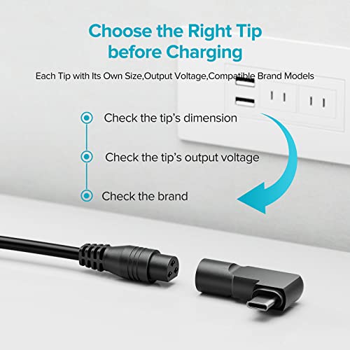 Powseed 90W Universal Laptop Charger USB C for Lenovo MacBook HP Dell Asus Acer Toshiba Samsung Sony Gateway Chromebook 5V 12V 18.5V 19V 19.5V 20V Power Supply Charmer Cord AC Adapter with 16 Tips