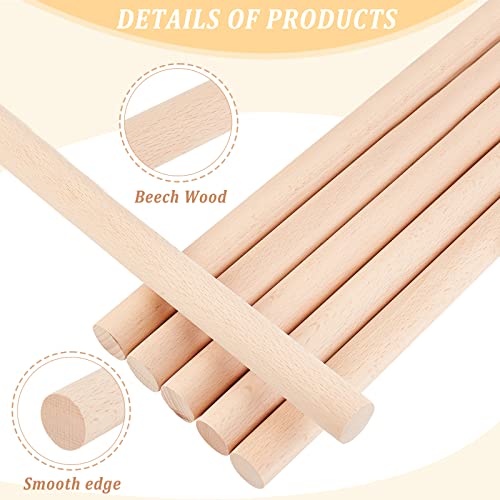 OLYCRAFT 6Pcs Dowel Rods Wood Sticks 1 x 12 Inch Beech Wood Sticks Unfinished Dowel Round Wooden Craft Sticks for DIY Projects Crafting Wooden Craft Sticks Carpenters - size: 300x25mm