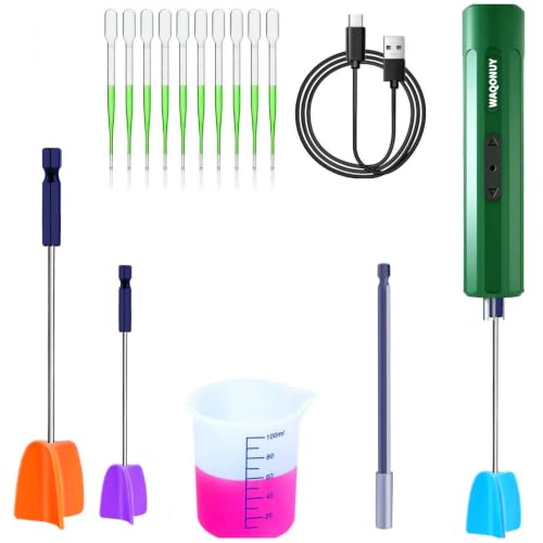 Rechargeable Epoxy Resin Mixer,USB Handheld Electric Resin Mixer for Mixing Epoxy Without Bubbles, Resin Stirrer for Tumblers Epoxy, Resin Molds, Glazes and Paint (Dark Green) - color: Dark Green