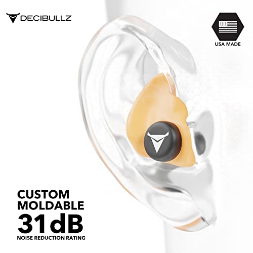 Decibullz Custom Molded Ear Plugs 31dB NRR Shooting Ear Protection (Orange) - color: Orange