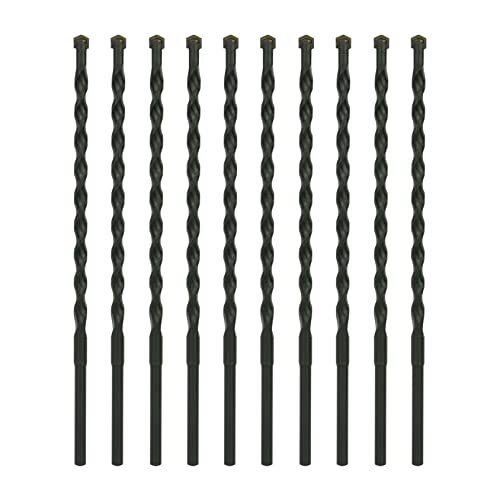 3/16 Inch x 5-1/2 Inch Masonry Drill Bit, 10-Pack Concrete Drill Bit, Carbide Tipped for Concrete, Brick, Stone, Half Flat Shank, Impact Performance (3/16" x 5.5", 10) - size: 3/16" x 5-1/2"