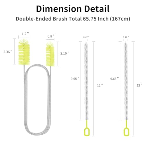 Flexible Drain Brush, 66" Extra Long Pipe Cleaners with 2 Pcs Straw Brush