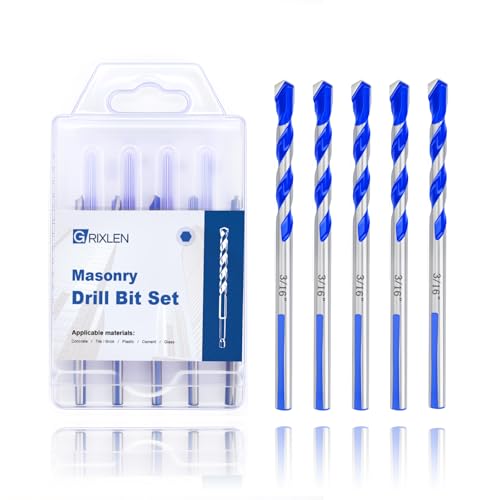 5 Pack 3/16 inch Masonry Drill Bit Set for Concrete,3 Flat Shank,4" Length - size: 3/16 inch（ 5 Pack ）, style: 3 Flat Shank
