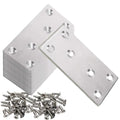 20 Pcs Silver Flat Bracket 4 x 2 Inch Stainless Steel Wood Joining Plates Mending Plate Flat Bracket with Screws, Steel Metal Straight Brace for Wood Furniture Cabinet Shelves - size: 100MM-Silver