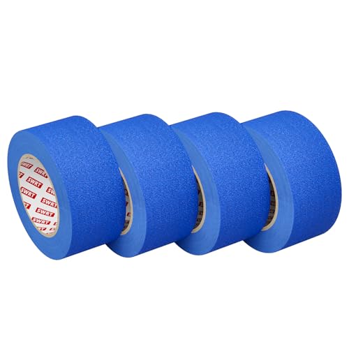 SWRT Blue Painters Tape 2 Inch Wide x 55 Yards, 4 Rolls, Clean Removal