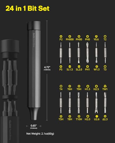 HOTO 24 in 1 Mini Screwdriver Set, Eyeglass Repair Kit, Slate Grey | Magnetic Torx Bit Set, EDC Pen Screwdriver for Electronics, Watches, Phones, Laptops, Cameras, Gadgets for Men - color: Slate Grey