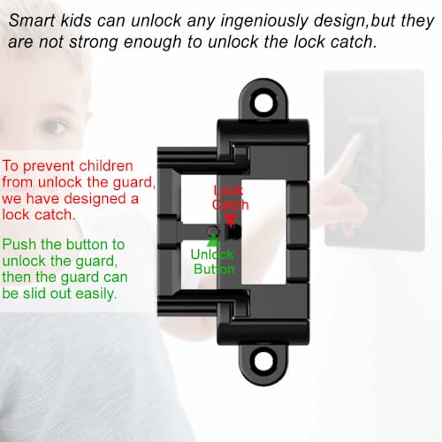 Light Switch Guard 4PK Black, Child Proof Toggle Cover, Keeps Lights ON/Off - color: Black