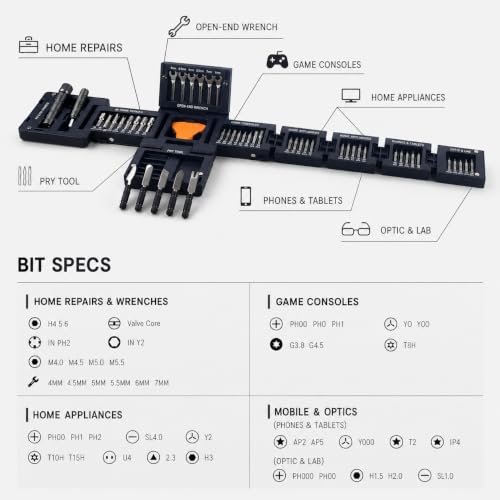 55-in-1 Magnetic Precision Screwdriver Set, Tool Cube Kit, Electronics Repair Kit with Screwdriver Bits, Wrenches, Pry Tools for Phone, Laptop, Appliances, Game Consoles, Glasses & DIY