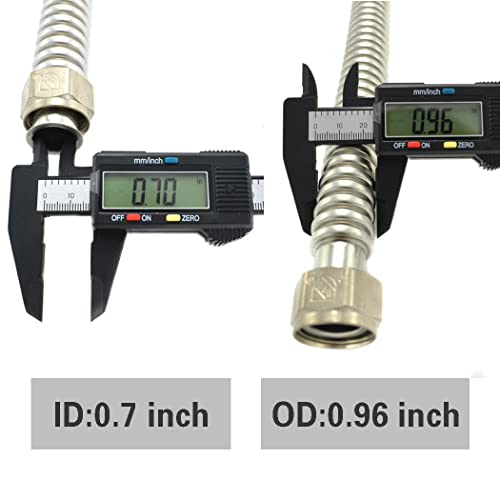TTFLEX 24" Water Heater Supply Lines 3/4" FIP Water Hose, 0.7" ID, 2 PCS - size: 3/4" FIP x 3/4" FIP, 24" (0.7" ID)