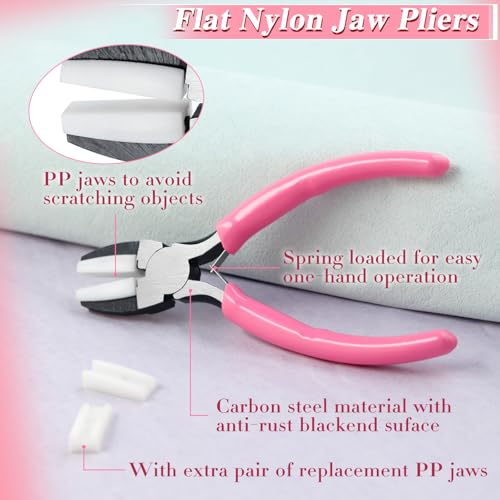 Flat Nose Pliers for Jewelry Making with 2 Replacement Tips, 5 Inch Soft Jaw Pliers with Consistent Grip, Wire Straightener for Beading, Looping, Gripping, Shaping - style: Flat Soft Jaw Pliers