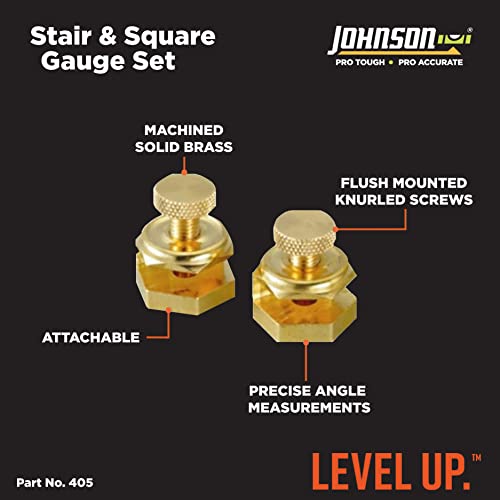 Johnson Level & Tool 405 Stair/Square Gauge Set – 2/Card, Brass Plated, 4 Pack - size: No Size (Pack of 2), style: Brass Stair Guage