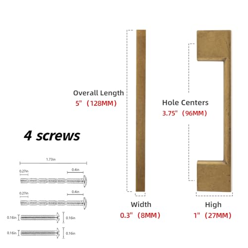 10 Pack 3-3/4 Inch(96mm) Cabinet Pulls Antique Brass Kitchen Cabinet Handles Zinc Alloy Drawer Pulls Solid Cabinet Hardware - color: Antique Brass, size: 3-3/4'' Hole Center(96mm)