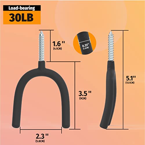 HUHOLE 6 Pack Screw in U Hooks Garage Storage Organizers - style: HD U Hook 6PC