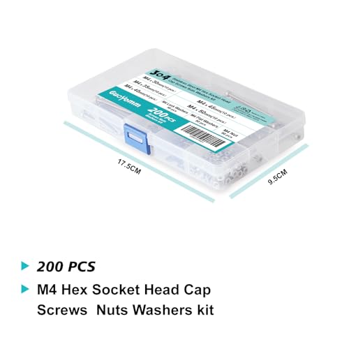 M4 Hex Socket Head Cap Screws Bolts Washers Nuts Assortment Kit - size: Socket M4x30/35/40/45/50 mm