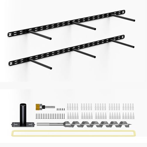2pcs Floating Shelf Bracket Heavy Duty Decorative Floating Shelf Hardware Black Hidden Shelving Brackets for Wall,Floating Mantel Bracket for Over Fireplace (34X6X1 inch (for 1.5"-2" Thick Shelf)) - size: 34"X6"X1"